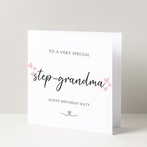 Gepersonaliseerd voor een speciale stap oma verjaardagswenskaart, speciale stap oma kaart, verjaardagskaart voor haar, mijlpaal verjaardag