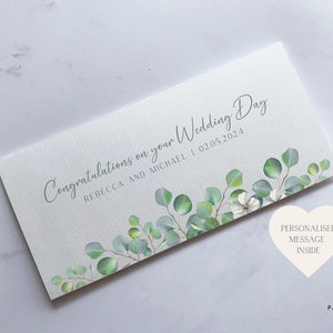 Personalisiert an Ihrem Hochzeitstag Geld Brieftasche Karte | Floral Bargeld Umschlag Brieftasche | Hochzeitskarte | Hochzeits-Karte | Geldgeschenk Karte
