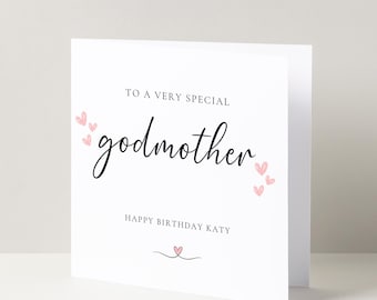 Carte de voeux d'anniversaire spéciale pour une marraine, carte spéciale pour marraine, carte d'anniversaire pour elle, anniversaire important,