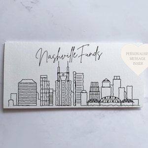 Nashville Reisegeldkarte | Ticket oder Bargeld Umschlag Brieftasche für Gap Jahr, Überraschungsreise Reveal oder Flitterwochen | Reisegeschenk |