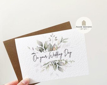 Botanical On Your Wedding Day Greetings Card | Wedding Day Cards | Wedding Gifts | A6 Card | To The Happy Couple | Cute Cards | Floral Card