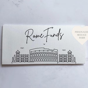 Cartão de carteira Rome Money para viagens, dinheiro ou passagens, envelope personalizado, presente para ano sabático, lua de mel, viagem surpresa, lembrança