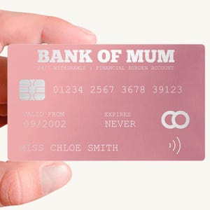 Personalisierte Rosa Metall Brieftasche Karte für Mama Bank von Mama Lustiges Geschenk Einzigartiges Andenken zum Muttertag