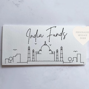 インド旅行マネーウォレットカード | ギャップイヤー、サプライズ旅行の発表、ハネムーン用のチケットまたは現金封筒ウォレット | 旅行ギフト |