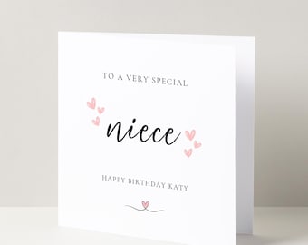 Tarjeta de felicitación de cumpleaños personalizada para una sobrina especial, tarjeta especial para sobrina, tarjeta de cumpleaños para ella, cumpleaños importante, regalo para sobrina