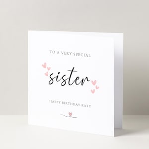 Carte de voeux d'anniversaire personnalisée pour une soeur, carte spéciale pour soeur, carte d'anniversaire pour elle, anniversaire important, cadeau pour soeur