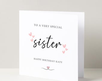 Personalised To A Special Sister Birthday Greetings Card, Special Sister Card, Birthday Card For Her, Milestone Birthday, Gift for Sister