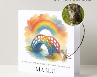 Beileidskarte für den Verlust einer Katze, für den Verlust einer geliebten Katze, oder zur Beileidsbekundung Regenbogenbrücke