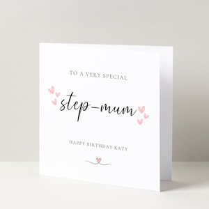 Gepersonaliseerd voor een speciale stiefmoeder Verjaardagskaart, speciale stiefmoeder, verjaardagskaart voor haar, mijlpaal verjaardag