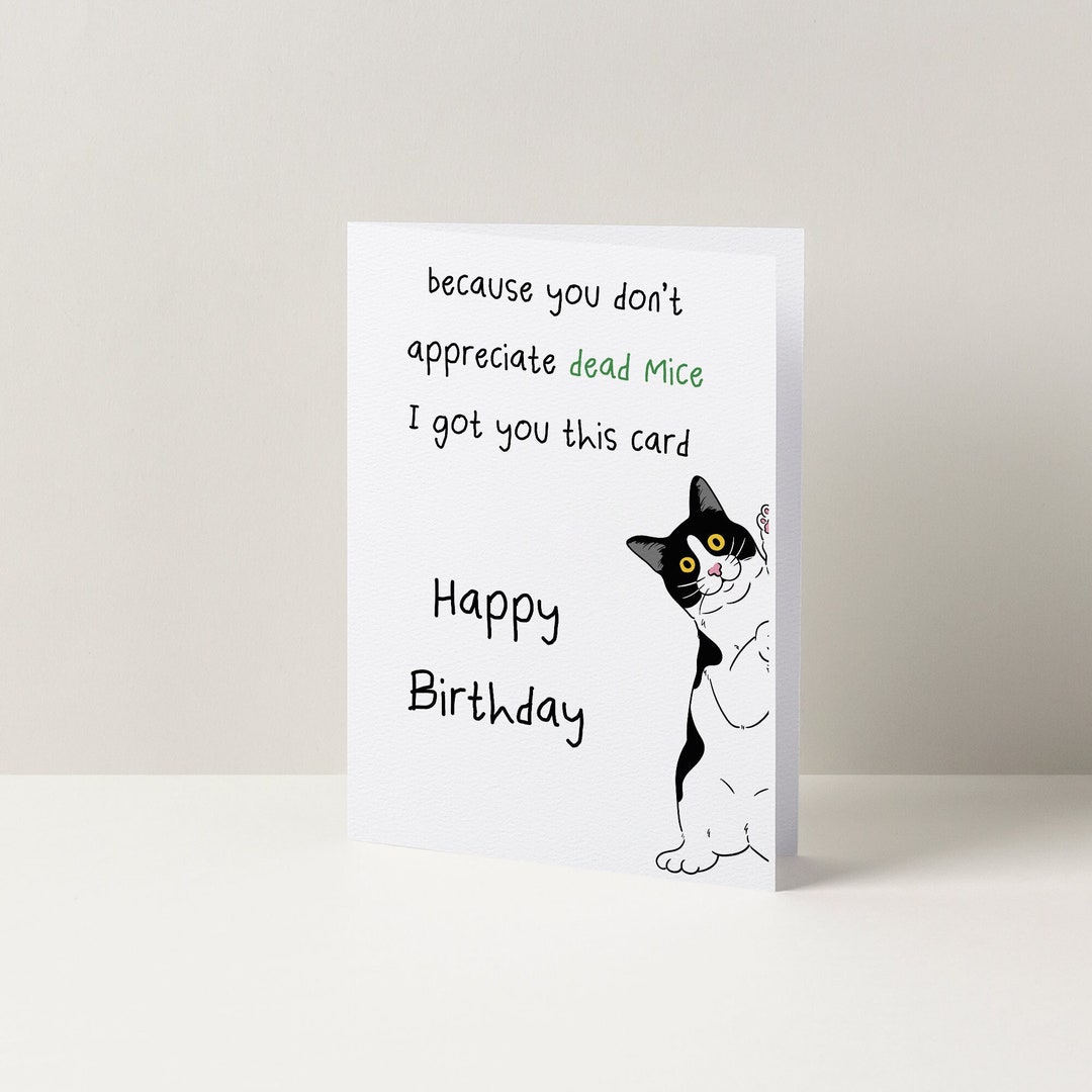 Funny Cat Happy Birthday Card | A6 Greeting Card | Card for Her | Card ...