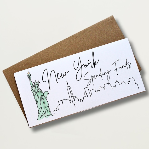 New York Travel Money Wallet Card Custom Cash Envelope for Gap Year Surprise Trip Reveal Honeymoon Gift Unique Travel Keepsake