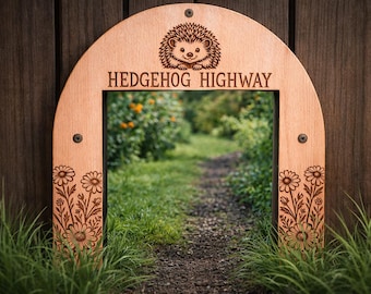 Hedgehog Highway Sign: Wooden Garden Wildlife Access