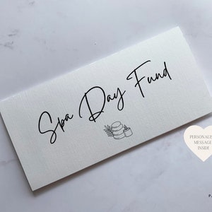 Personalisierte Spa Day Funds Geldtasche | Geschenk Geldbeutel | Cash Umschlag | Geburtstagsgeschenk | Leckerli-Karte
