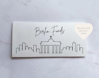 Berlin Travel Money Wallet Card | Ticket or Cash Envelope Wallet For Gap Year, Surprise Trip Reveal Or Honeymoon | Travel Gift |