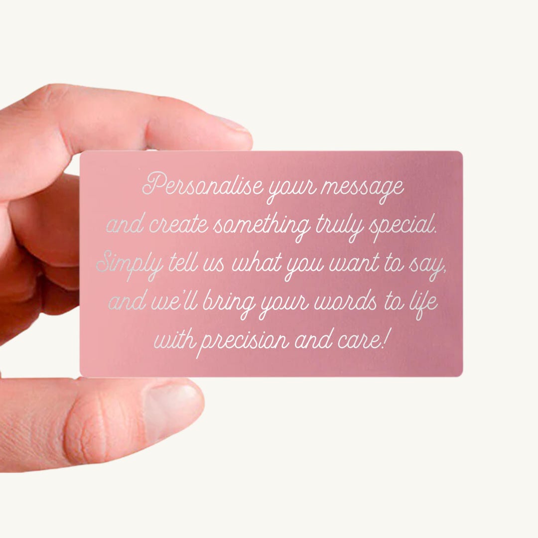 Sentimental Note Guide Personalised Pink Metal Wallet Love Note Card Custom Engraved Romantic ...