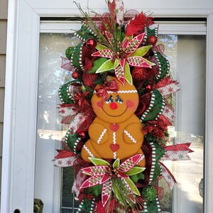 Christmas Wreath, Holiday Swag, Gingerbread Girl, Xmas Wreath, Front Door,