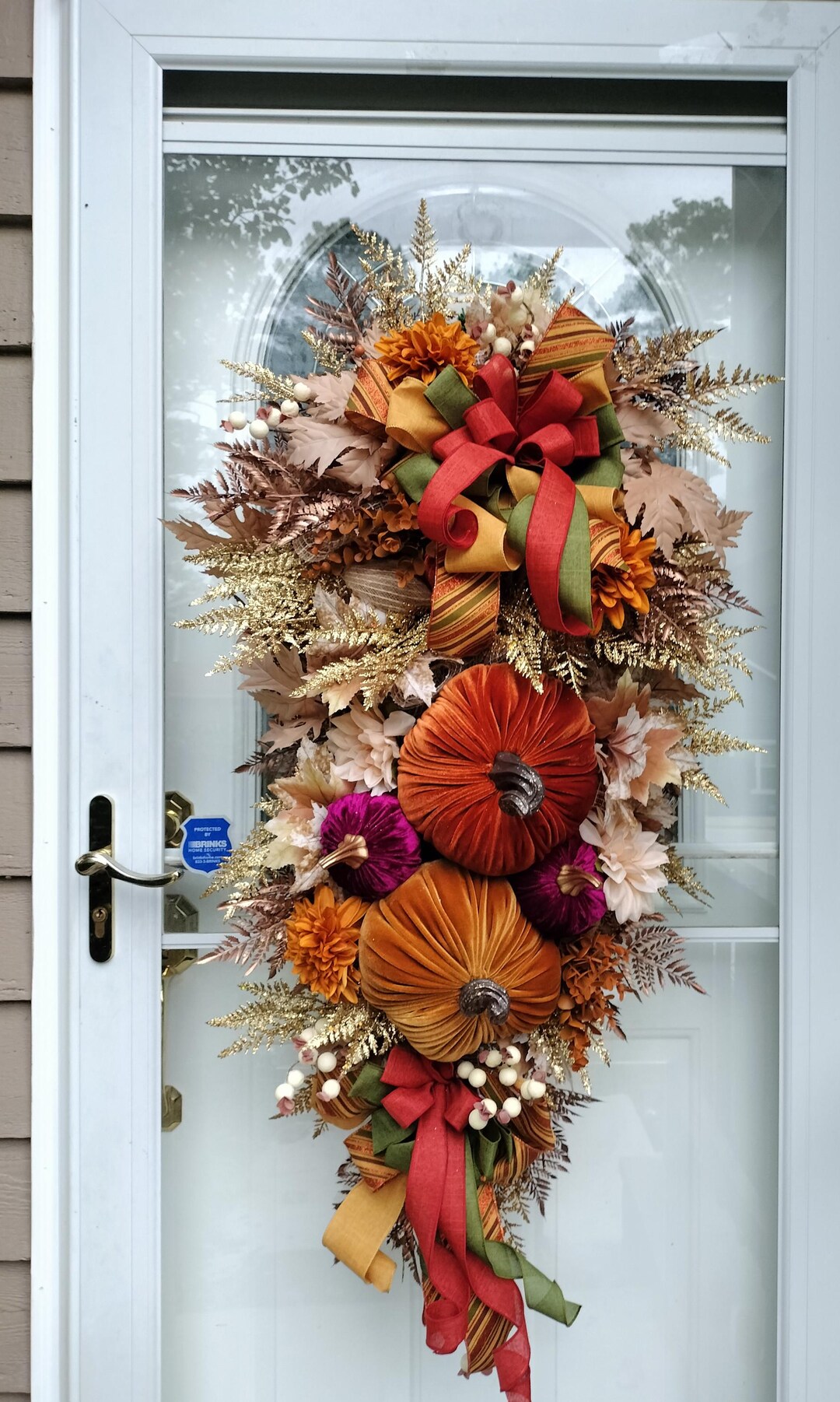 Velvet Pumpkin Swag Wreath: Elegant Autumn Door Decor - Etsy