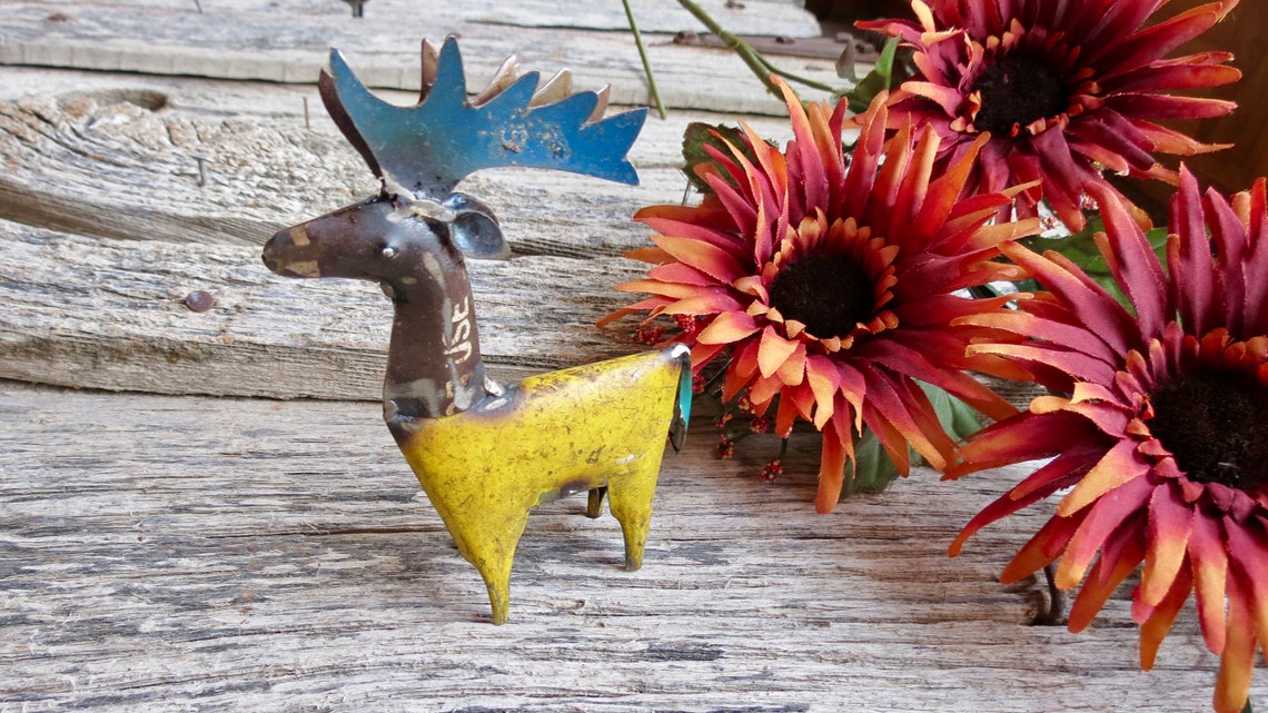 Recycled Scrap Metal Miniature Deer 5 Tall Etsy