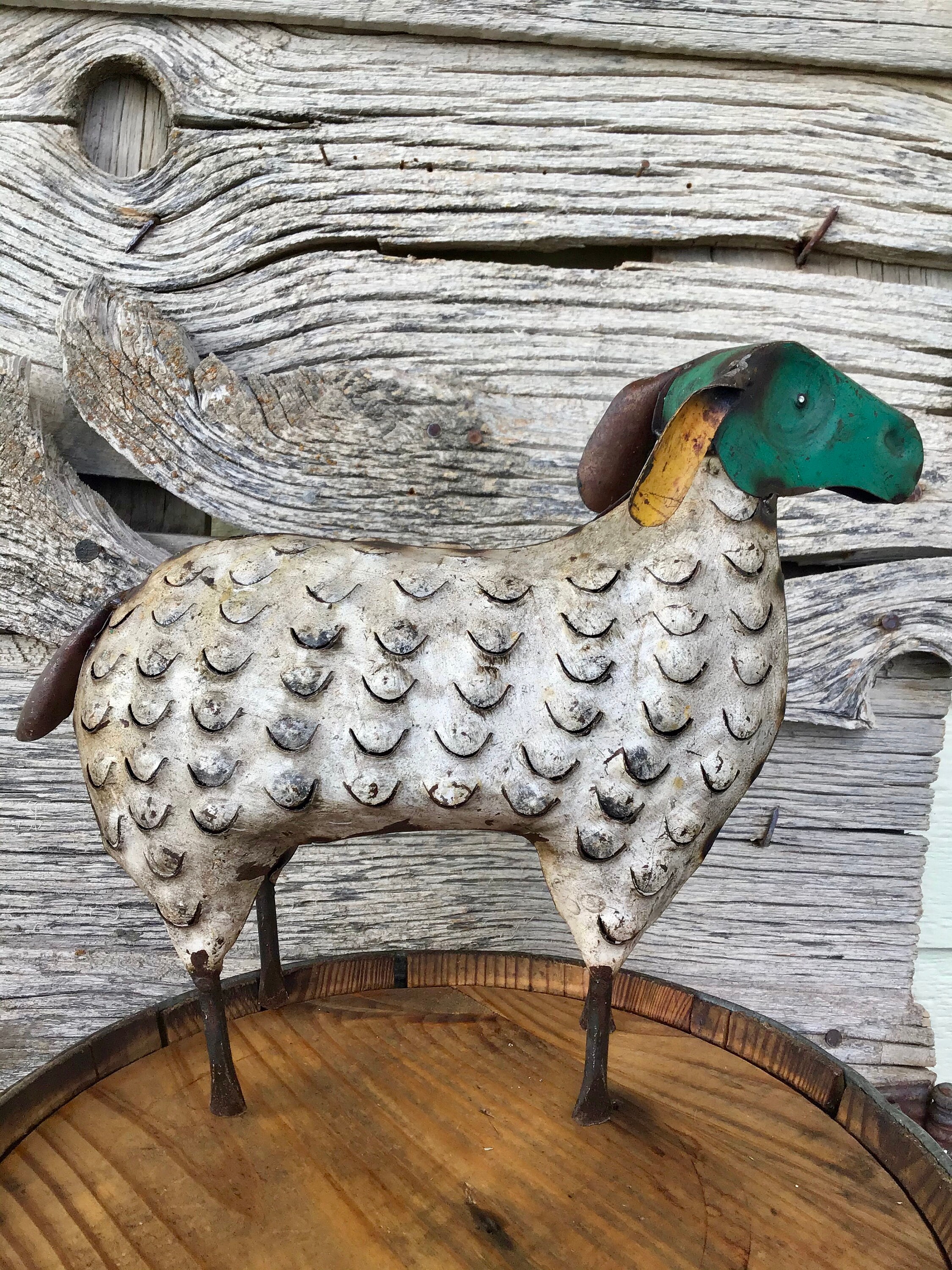 Recycled Scrap Metal Sheep 11 tall repurposed farm Etsy