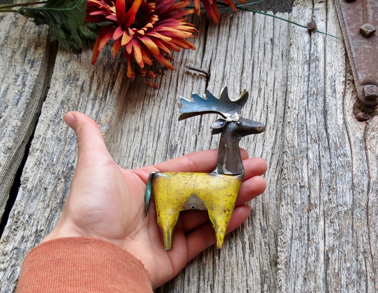 Recycled Scrap Metal Miniature Deer 5 Tall Etsy