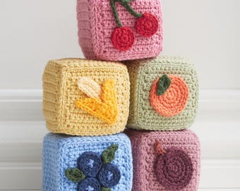 Patrón de crochet de bloques apilables con sabor a fruta (descarga digital)