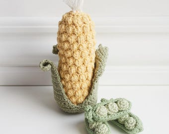Crochet Corn on the cob & Peas Pattern (Digital Download)