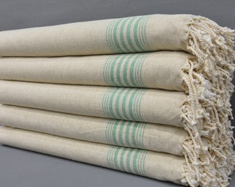 Turkish Hand Towel, Wedding Gift Towel, Organic Linen Towel, Kitchen Towel, Striped Design Towel, Green Towel, 20"x36" Hand Towel, T-202