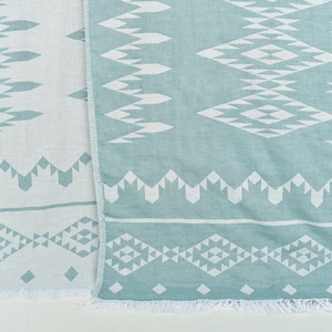 Wedding Gift Blankets, Home Decor Blanket, Green Throw, Geometric Blanket, 71x60 Inches Bohemian Bedspread, Couch Blanket, Turkey Throw,