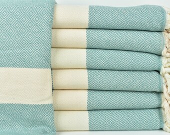 Beach Blanket, Bedcover, Petrol Green Throw, Diamond Blanket, 79x91 Inches Throw Blankets Boho, Turkish Blanket, Bulk Order Throw,