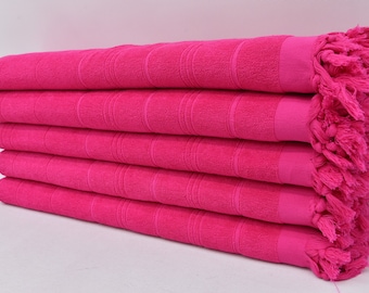 Turkse handdoek, keukenhanddoek, zachte handdoek, handdoek biologisch katoen, handdoek fuchsia, handdoek fuchsia, badstof handdoek, handdoek 18 x 40 inch, D-204