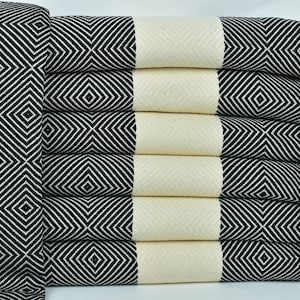 Turkish Beach Towel, Personalized Gift for her, Black Towel, Diamond Towel, 40x79 Inches Bridesmaid Favors, Bathroom Towel, Hotel Towel,