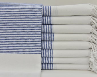 Tea Towel Turkish Hand Towel Striped Hand Towel Dish Towel Handmade Peshkir 18"x40" Cotton Small Towel Blue Hand Towel Turkish Peshkir O-201