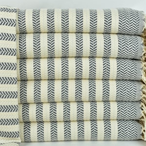 Wedding Gift, Handmade Gift, Turkish Blanket, 40x71 Inches Dark Gray Cotton Towel, Turkish Towel Beach, Bulk Order Towel,