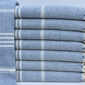 Turkish Bath Towel, Wedding Gift Towel, Organic Cotton Towel, Beach Towel, Striped Design Towel, Navy Blue Towel, 40x70 inches Towel, T-14