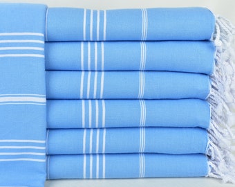 Gift for Coworker Bulk,  Personalized Gift for her, Baby Blue Towel, Striped Towel, 40x71 Inches Wedding Gifts, Bridesmaid Towel,