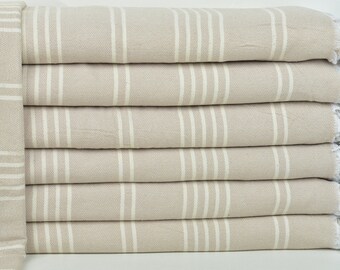 Bedcover, Turkish Blanket, Beige Throw, Striped Throw, 71x95 Inches Bohemian Bedspread, Bulk Order Throw, Wholesale Throw, Organic Blanket,