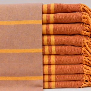 Toalha de spa, toalha de banho turca, toalha de algodão orgânico, toalha de presente de casamento, toalha de banho laranja, toalha de design listrado, toalha de 40 x 66 polegadas, D-14