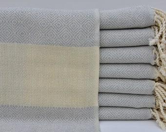 Turkey Towel Gift Towel Gray Towel Turkish Hand Towel 18"x40" Turkish Peshkir Turkish Towel Small Towel Patterned Hand Pool Towel I-202