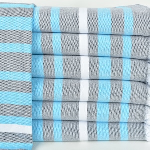 Turkish Beach Towel, Turkish Towel, Dark Gray-Turquoise Towel, Striped Towel, 40x71 Inches Personalized Gifts for Bridesmaid, Gift Towel,
