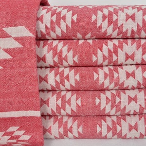 Turkish Beach Towel, Wedding Gift Towel, Double Sided Towel, Picnic Towel, Bulk Towel 36&quot;x67&quot;, Throw Towel, Red Towel, Peshtemal D-05