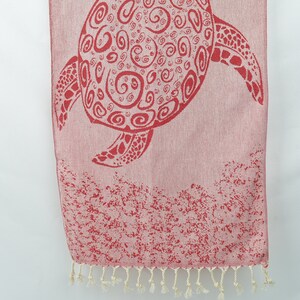 Custom Embroidered Hand Towel, Hand Towel, Red Carretta Towel, Patterned Towel, Animal Towel, Print Towel, 18x36 Inches Bathroom Towel