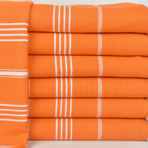 Turkish Beach Towel,  Gift for Coworker Bulk, Orange Towel, Striped Towel, 40x71 Inches Bridal Shower Favors, Hammam Towel,