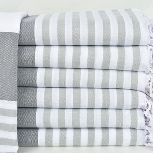 40x71 Inches Personalized Towel, Monogram Beach Towel, Dark Gray-Gray Towel, Striped Towel,Gift Towel, Guest Bath Towel, Travel Towel,