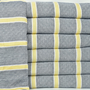 Beach Blanket, Couch Throw, Navy Blue-Yellow Throw, Striped Blanket, 83x95 Inches Oriental Bedspread, Picnic Throw, Beach Blanket,