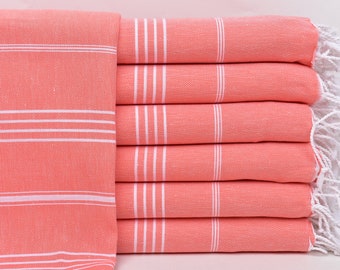 Turkish Bath Towel, Custom Beach Towel, Coral Towel, Striped Towel, 40x71 Inches Personalized Wedding Gift for Couple, Travel Towel,