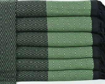Turkish Bedspread, Home Decor Blanket, Green Blanket, Diamond Throw, 79x99 Inches Couch Cover, Curtain Throw, Bulk Order Blanket,