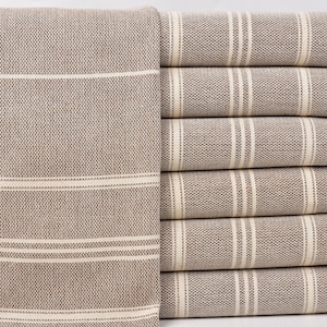 Face Towel, Turkish Towel, Brown Peshkir, Striped Napkin, 24x36 Inches Gift For Her, Decorative Dishcloth, Tea Peshkir, Travel Napkin,