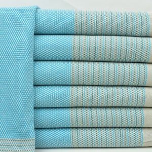 Embroidered Kitchen Towel, Custom Kitchen Towel, Turquoise-Blue Towel, Striped Towel, 20x36 Inches Bathroom Towel, Owen Towel, Tea Towel,