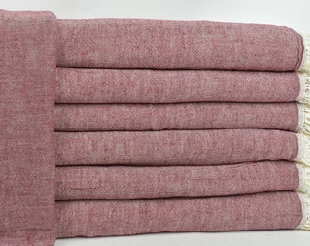 Turkish Blanket, Home Decor Blanket, Burgundy Throw, Solid Blanket, 60x71 Inches Handmade Bedspread, Oversize Blanket, Wholesale Throw,
