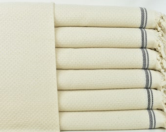 Handvävd filt, turkisk pläd, svart filt, randig filt, 237x237 cm vävd filt, designerpläd, kalkonfilt,
